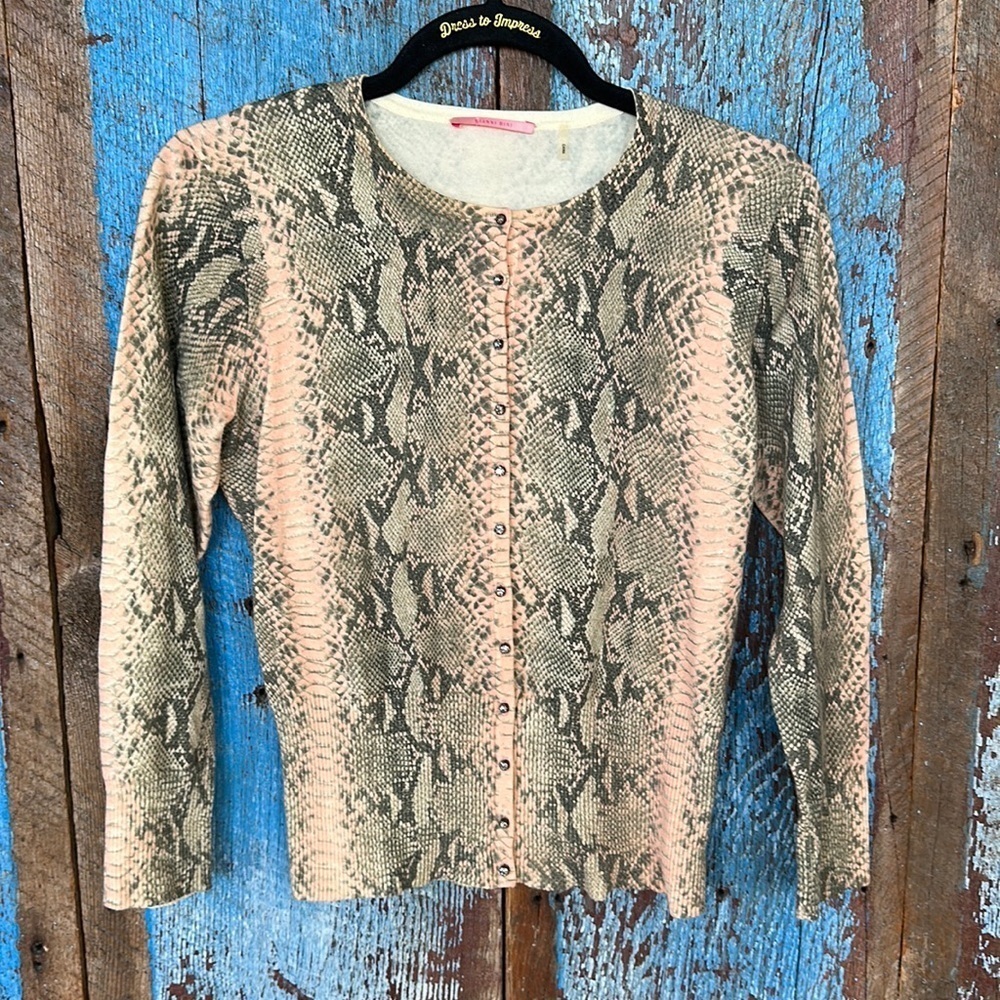 Gianni Bini Snakeskin Print Sweater Cardigan